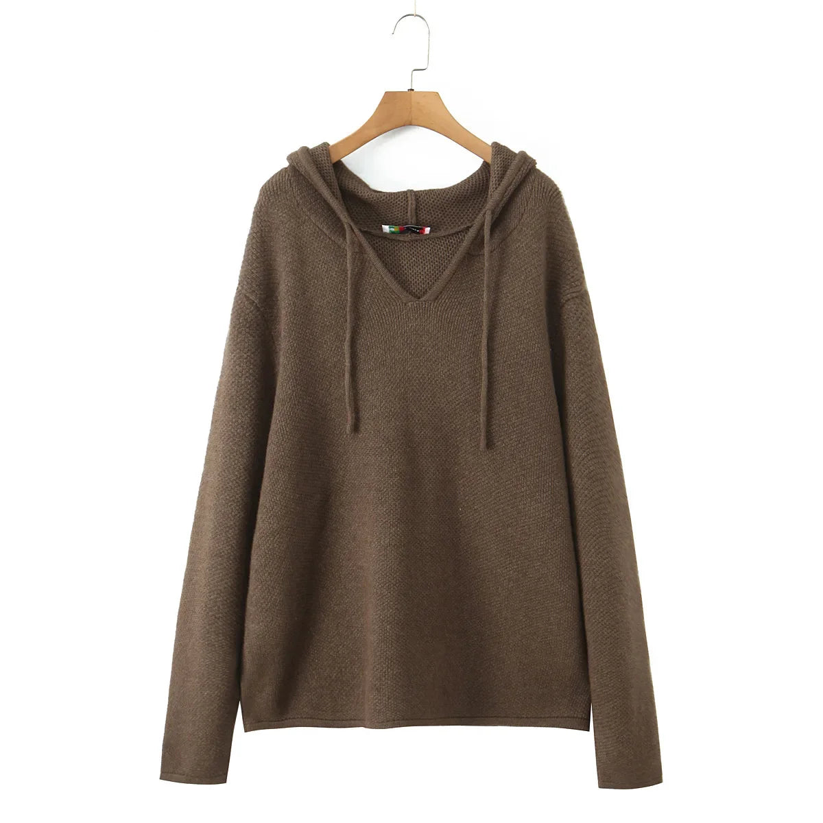 Plus Size Women's Hooded V-Neck 3D Knitted Sweater - Oversized Warm Pullover for Autumn Winter
