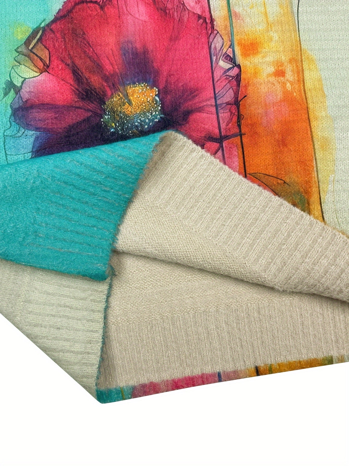 Plus Size Heavyweight Floral Crewneck Sweater — Thick Oversized Winter Pullover (Multi-Color)