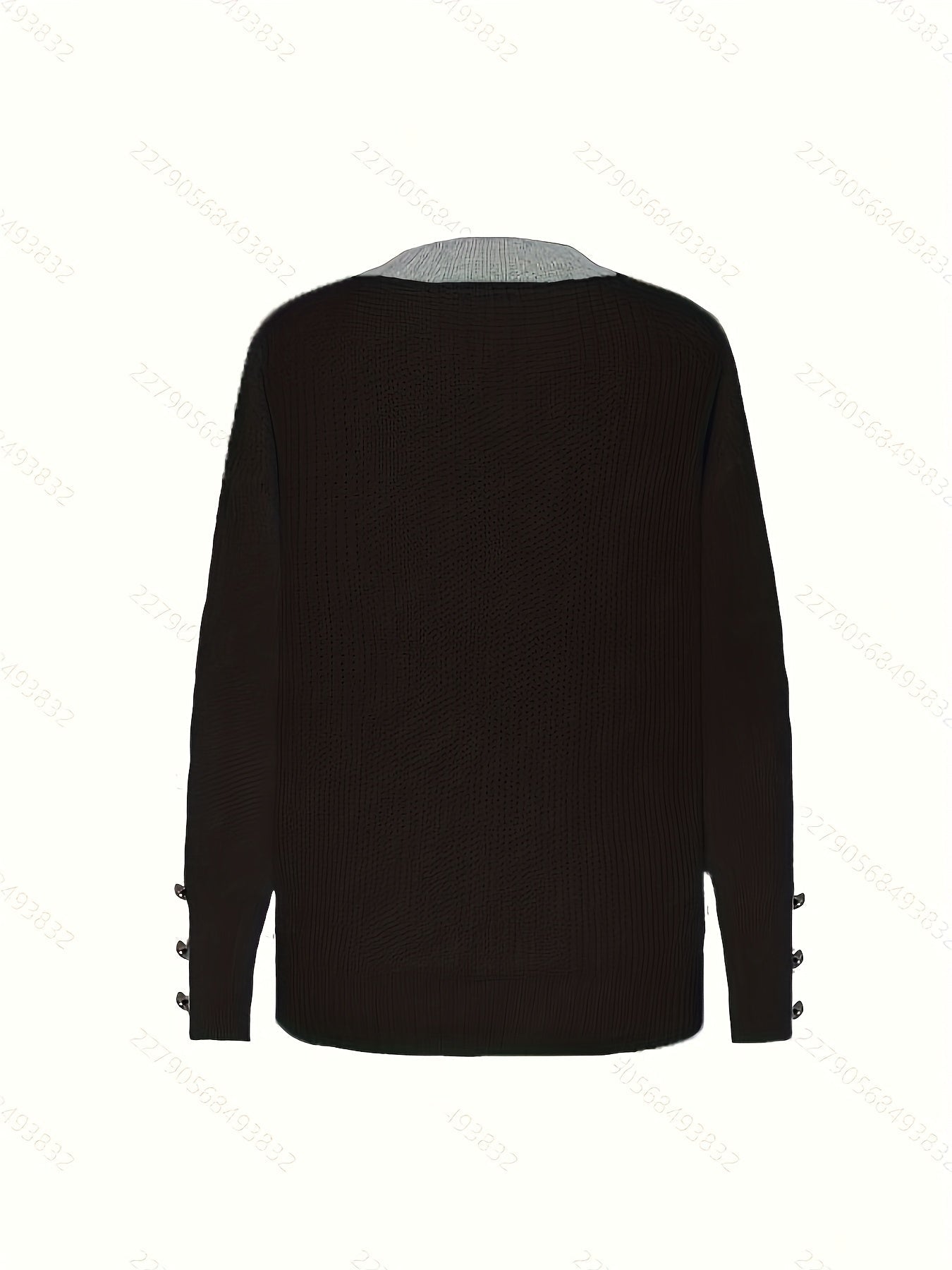 Plus Size Oversized Women's Sweater - Soft Knit Pullover with Button Front Placket, Long Sleeve Crew Neck for Fall/Winter