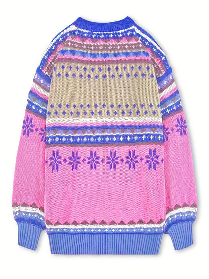 Women's Cozy Colorblock Knit Sweater - Soft Winter Pullover in Multiple Colors
