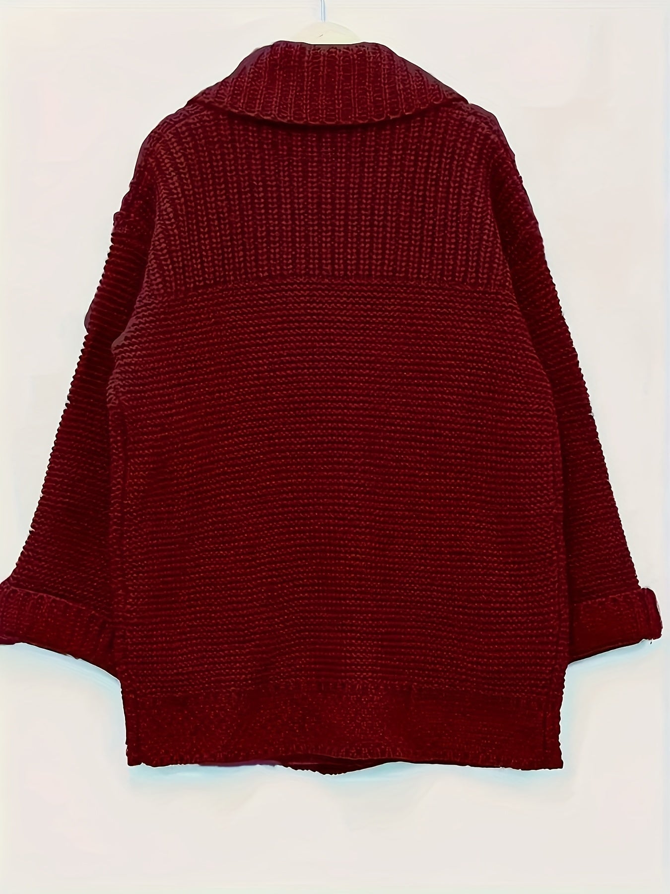 Plus Size Women's Knit Cardigan Coat – Elegant Lapel Poncho for Fall/Winter