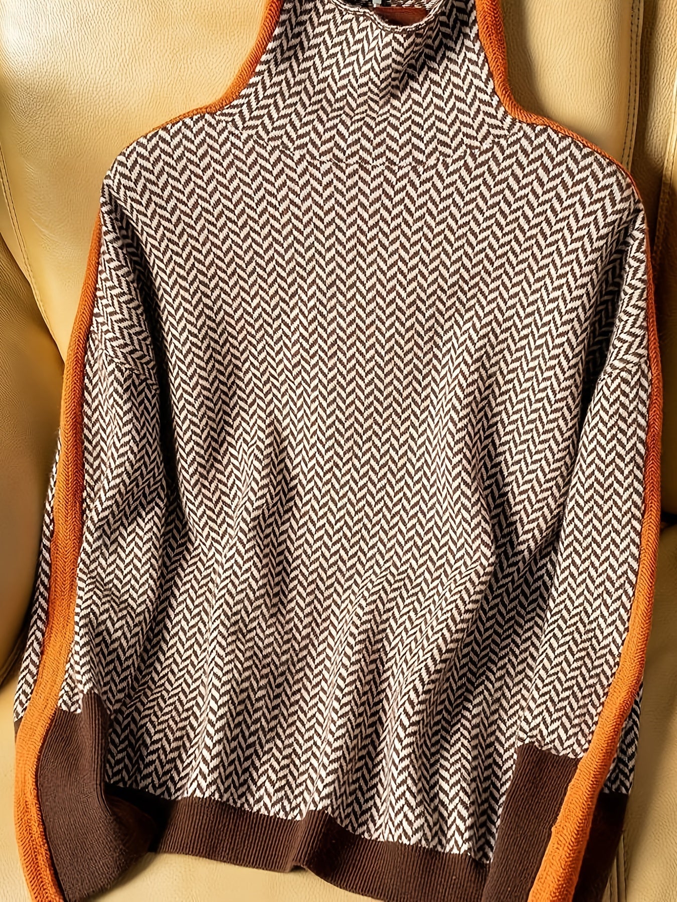 Plus Size High Neck Knit Sweater - Women's Elegant Long Sleeve Pullover for Fall Winter, Hand-Washable