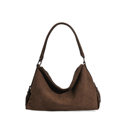Vintage Suede Large Capacity Tote Bag for Women - Streetwear Style Shoulder Bag