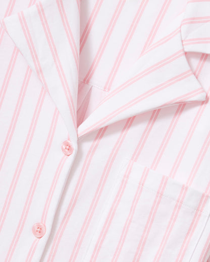 The Olivia Wide Leg Pima Pajama Set in Pink Stripe
