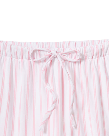 The Olivia Wide Leg Pima Pajama Set in Pink Stripe