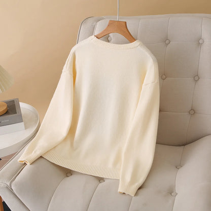 Plus Size Women's Panda Jacquard Knit Sweater – Autumn/Winter Casual Soft Jumper