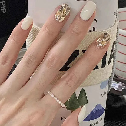 24Pcs Pink French Cartoon Snail Press-On False Nails