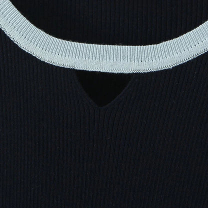 Plus Size (XXXL) Women's Gradient Knit Wool-Blend Sweater – Slim Minimalist Long-Sleeve Pullover for Autumn/Winter