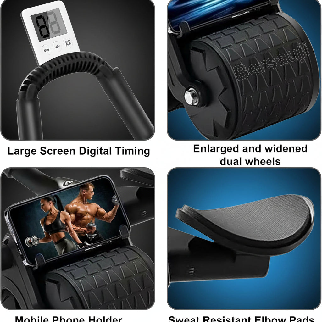 2025 New Ab Roller Wheel with Knee Mat &Timer, Automatic Rebound Abdominal Wheel, Ab Abdominal Exercise Roller with Elbow Support, Abs Workout Equipment Ab Exercise Roller for Women Men