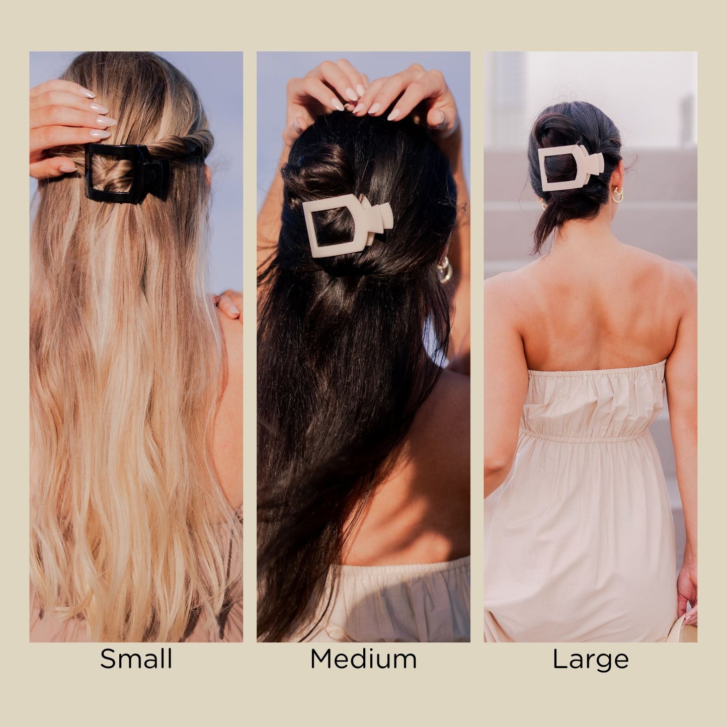 Almond Beige Medium Flat Square Hair Clip