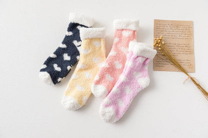 Candy Warm Lady Heart Cute Winter Kawaii Thick Casual Women Socks Fuzzy Fluffy Terry Warm Socks Short Cute Cotton Socks Winter Socks Short Socks For Men And Women