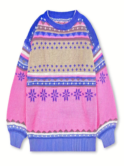 Women's Cozy Colorblock Knit Sweater - Soft Winter Pullover in Multiple Colors