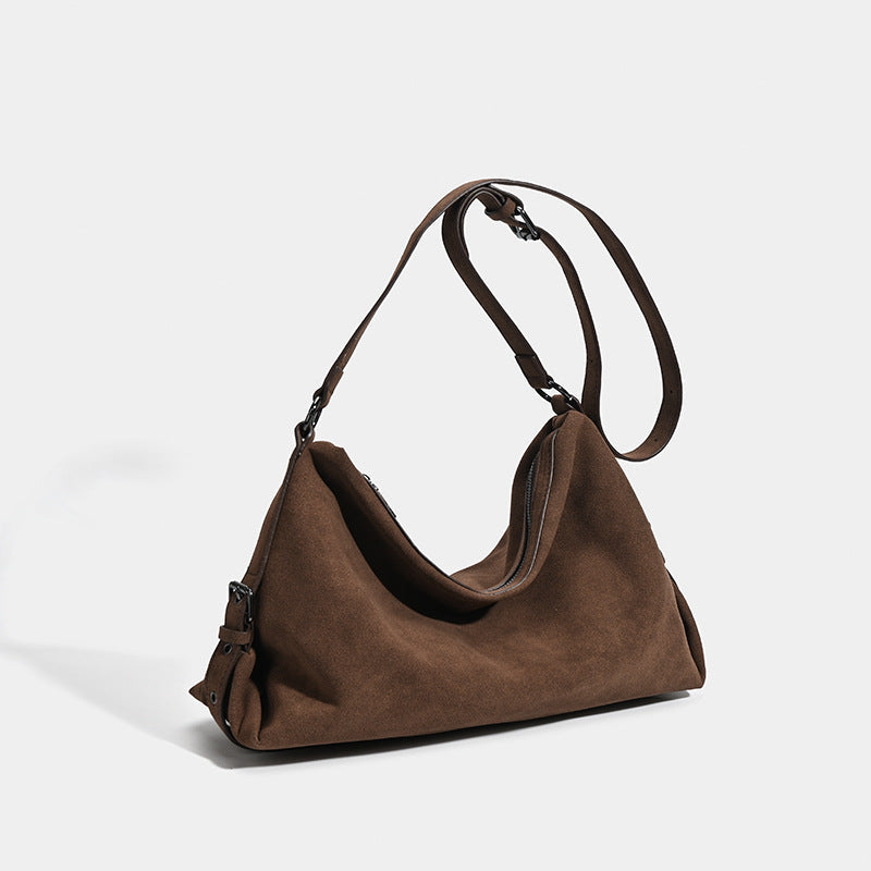Vintage Suede Large Capacity Tote Bag for Women - Streetwear Style Shoulder Bag
