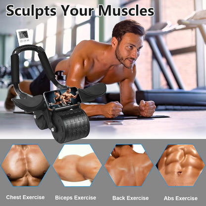 2025 New Ab Roller Wheel with Knee Mat &Timer, Automatic Rebound Abdominal Wheel, Ab Abdominal Exercise Roller with Elbow Support, Abs Workout Equipment Ab Exercise Roller for Women Men