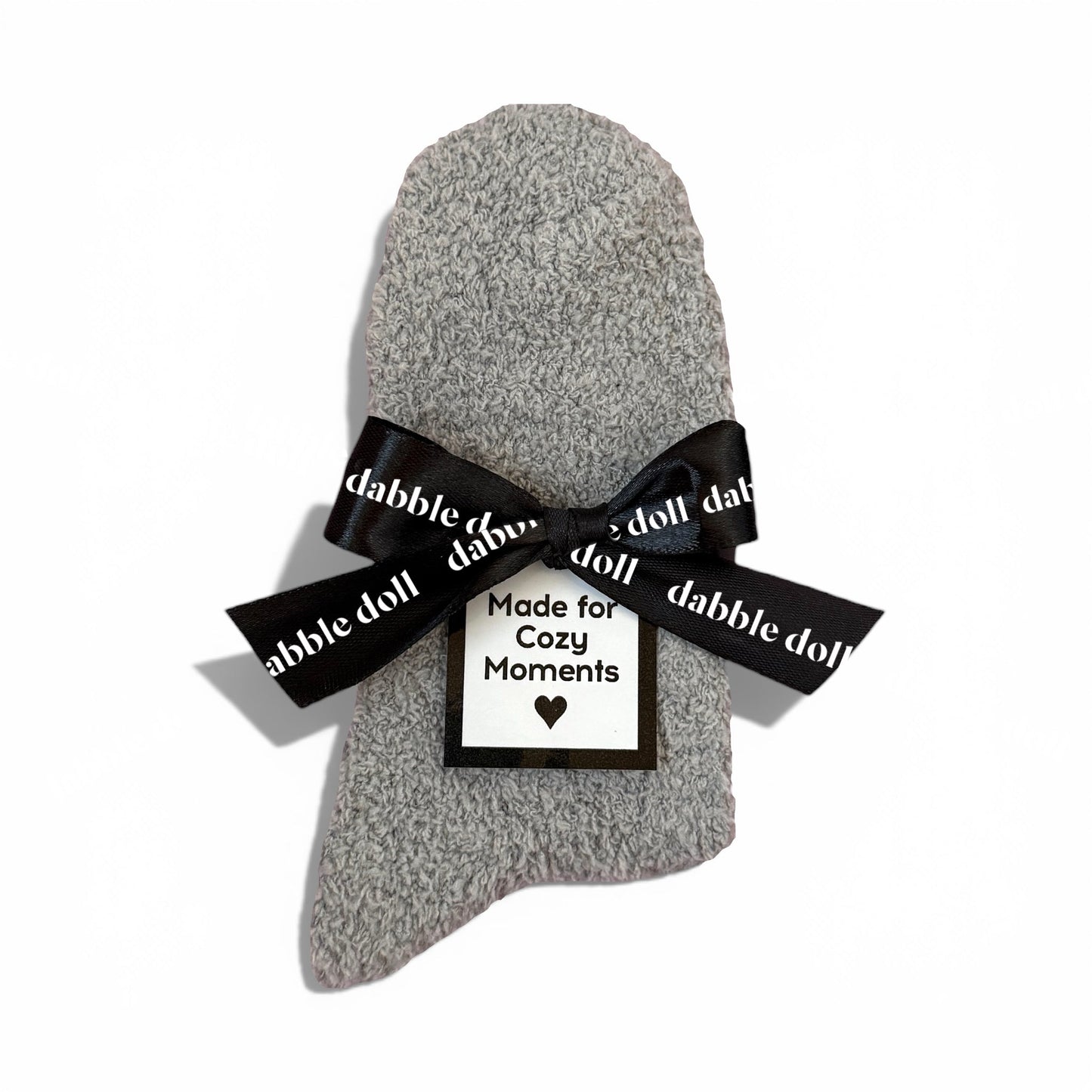 Grey Cozy Socks for Women with Ribbon