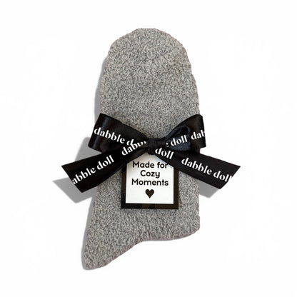 Grey Cozy Socks for Women with Ribbon