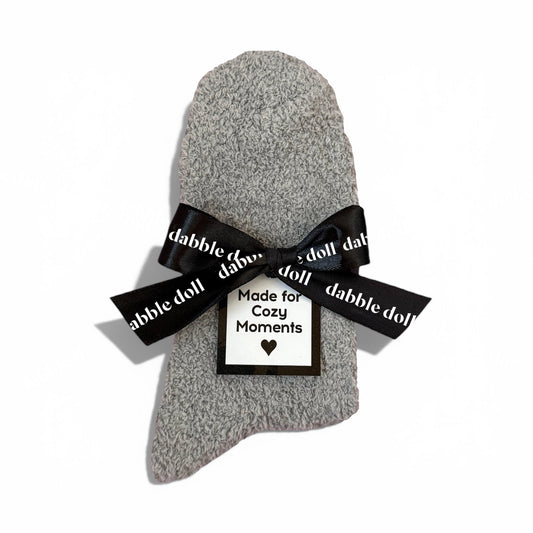Grey Cozy Socks for Women with Ribbon