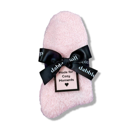 Cozy Moments Fluffy Socks - Pink with Ribbon
