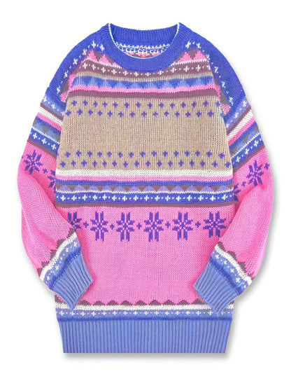 Women's Cozy Colorblock Knit Sweater - Soft Winter Pullover in Multiple Colors