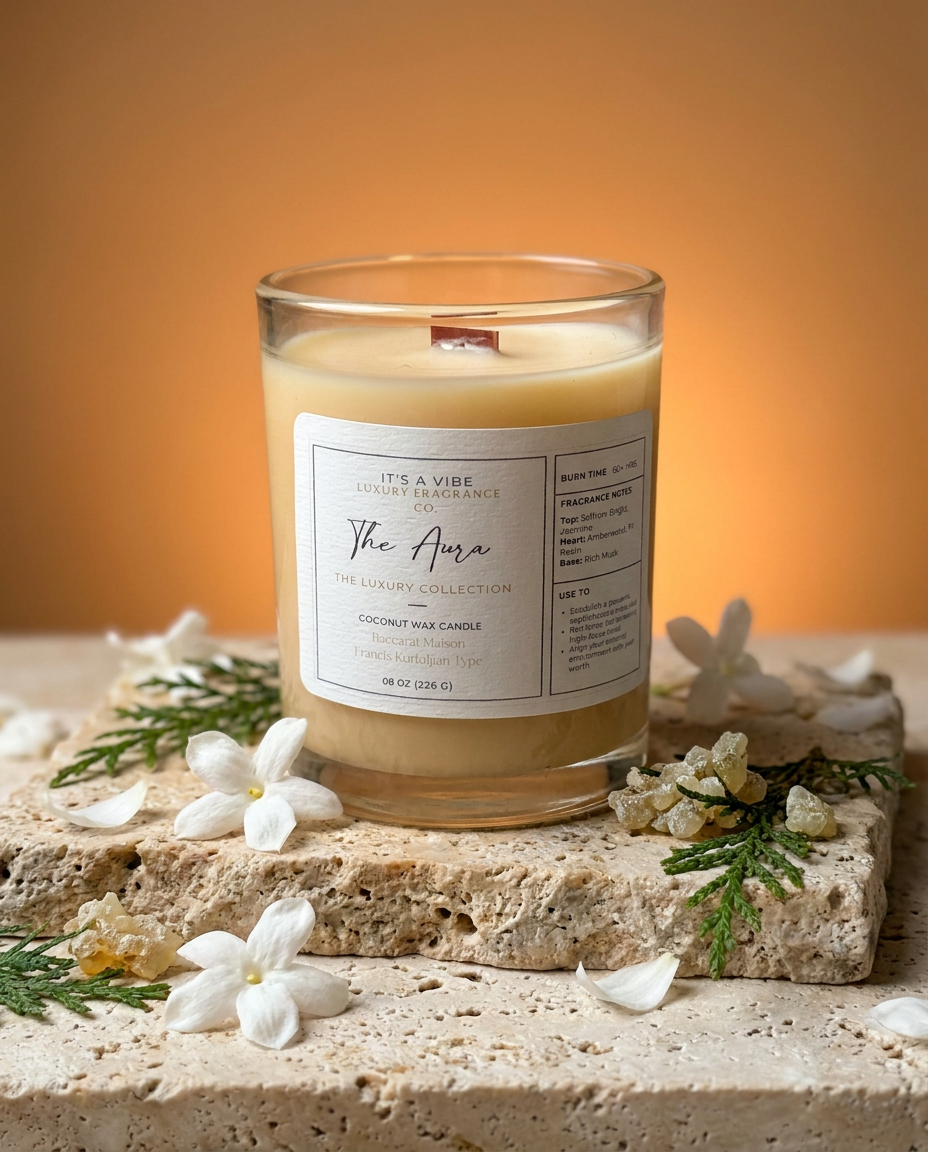 The Aura (Baccarat Maison Francis Kurkdjian Type) - 8oz Glass Candle